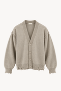 Beige Distressed Knit Cardigan