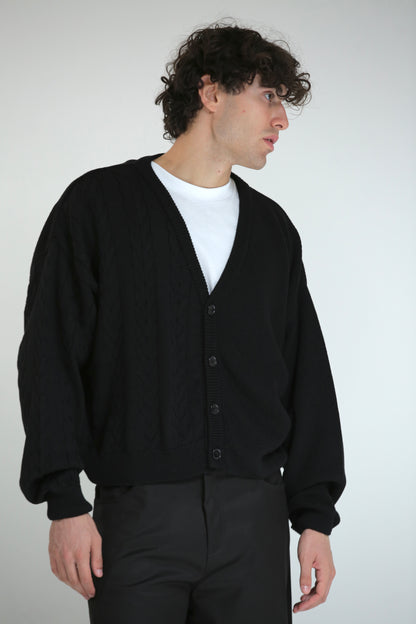 Cardigan crop metà intrecciato nero