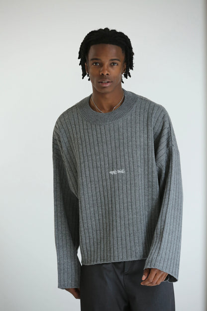 Maglione crop logo grigio