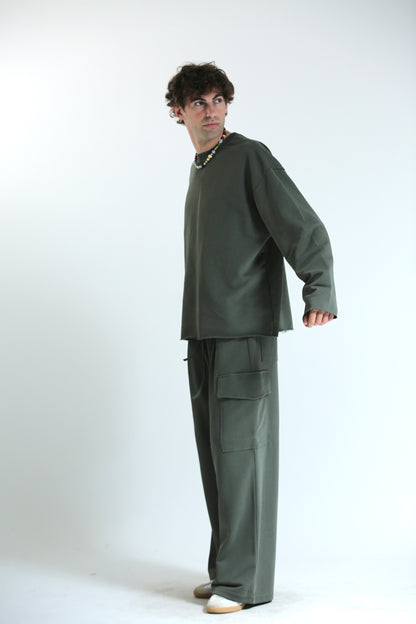 Long sleeve felpa verde REVERSIBILE