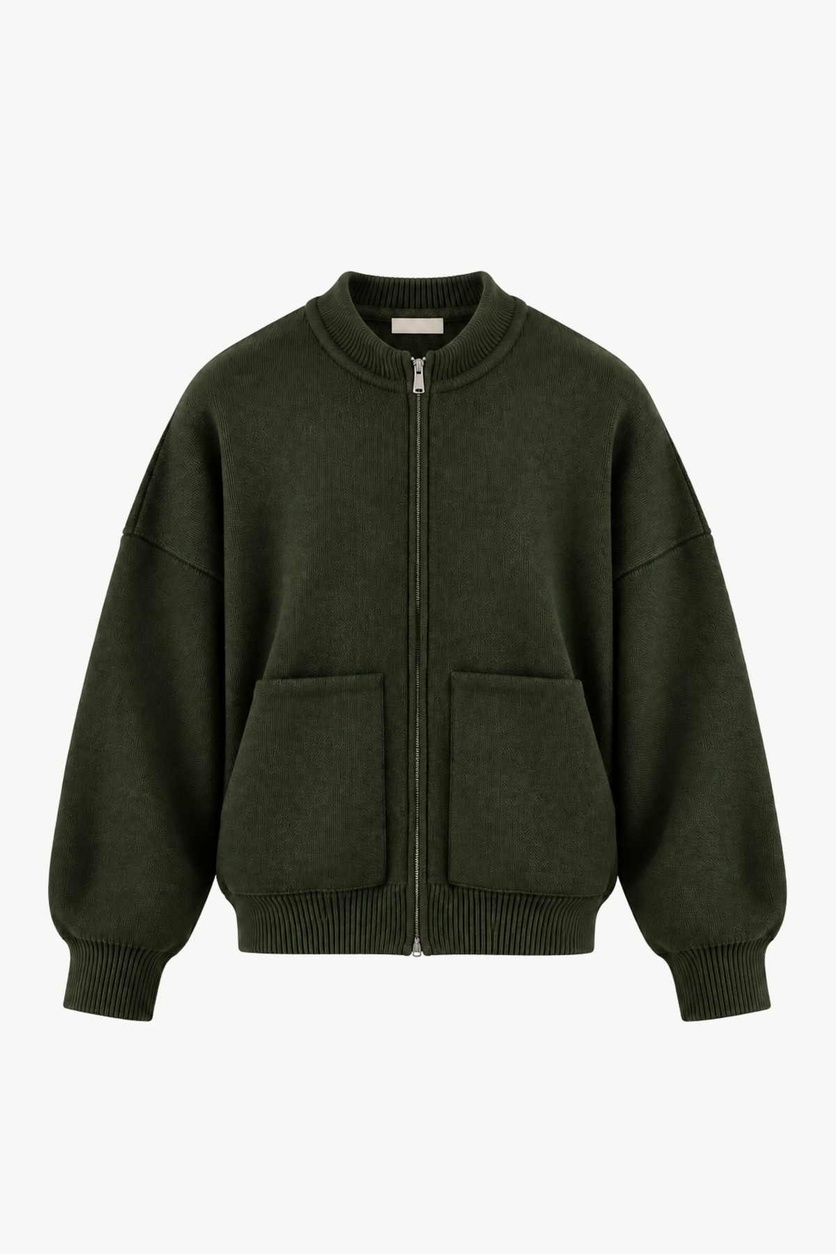 Green Oversized Knit Bomber