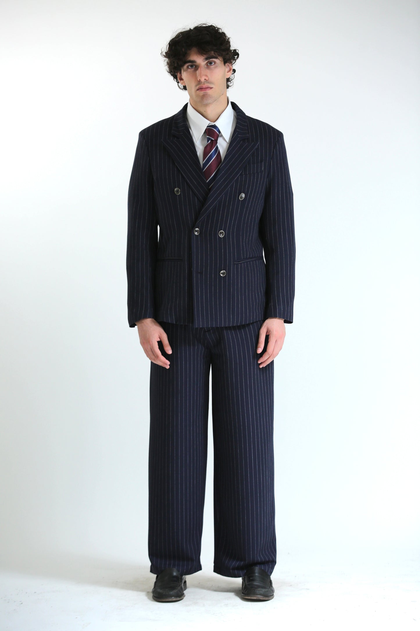 Pantalone Baggy gessato blu