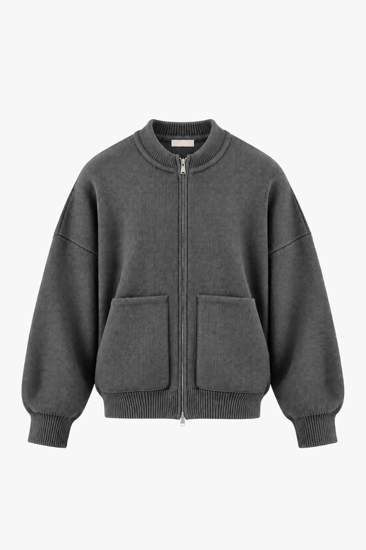 Grey Oversized Knit Bomber