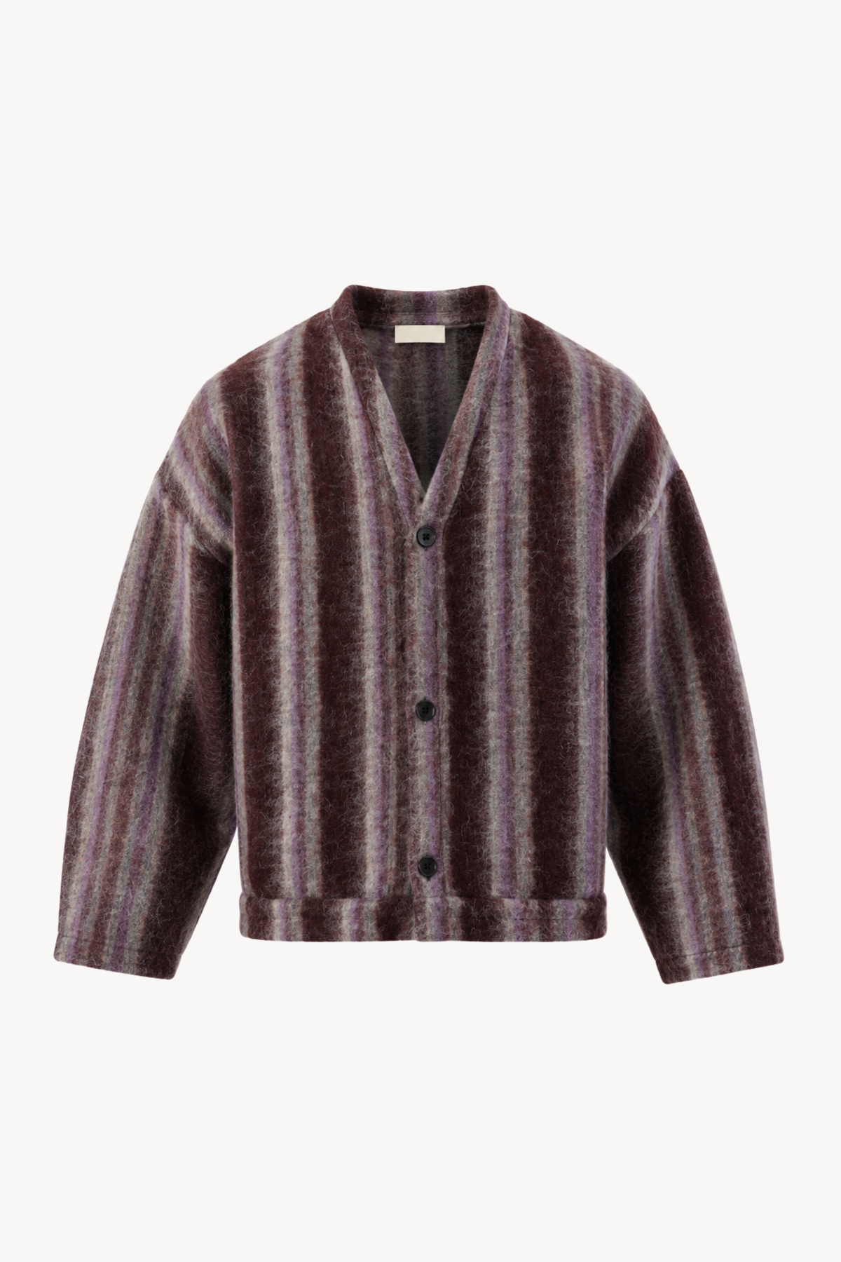 Burgundy / Grey Mohair Cardigan