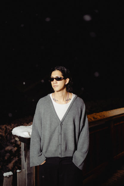 Cardigan oversize crop grigio