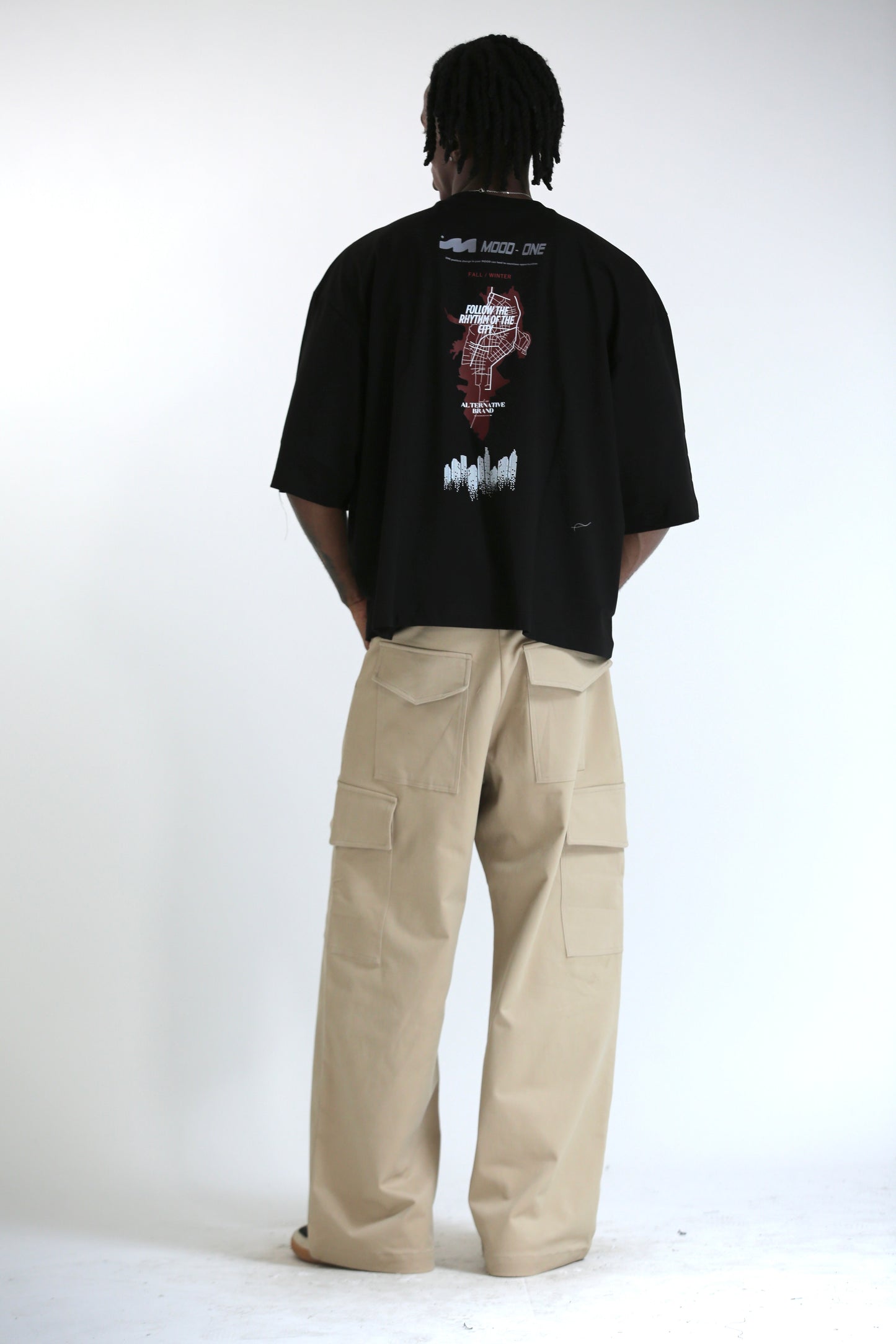 T-shirt city nera manica 3/4