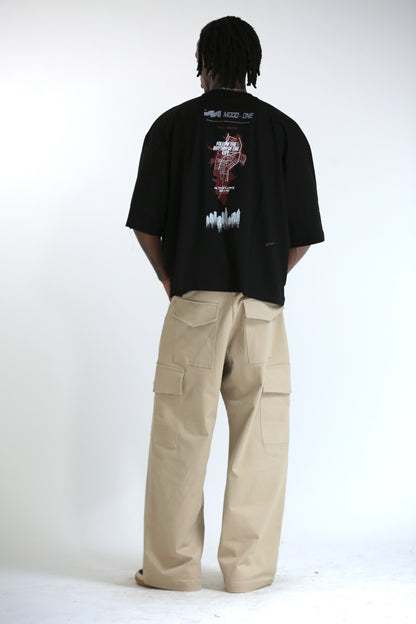 T-shirt city nera manica 3/4