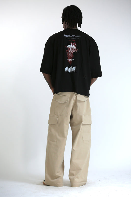 T-shirt city nera manica 3/4