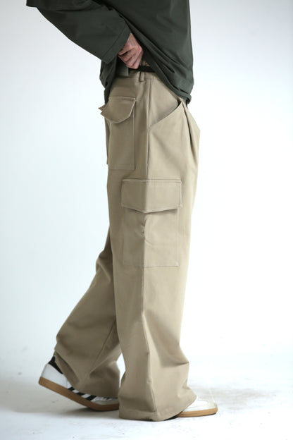 Pantalone tasconato beige cotone