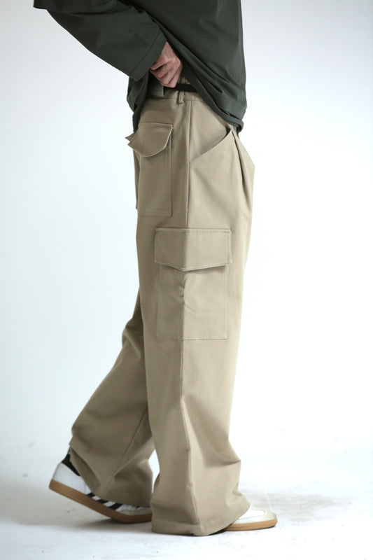 Pantalone tasconato beige cotone