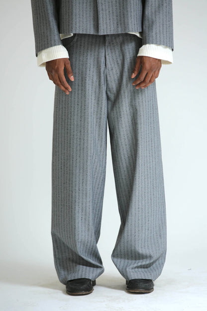 Pantalone Baggy grigio gessato