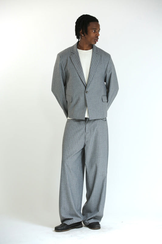 Pantalone Baggy grigio gessato