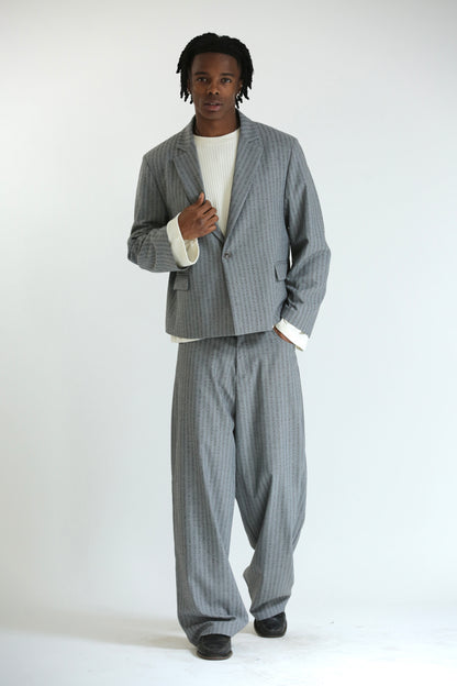 Pantalone Baggy grigio gessato
