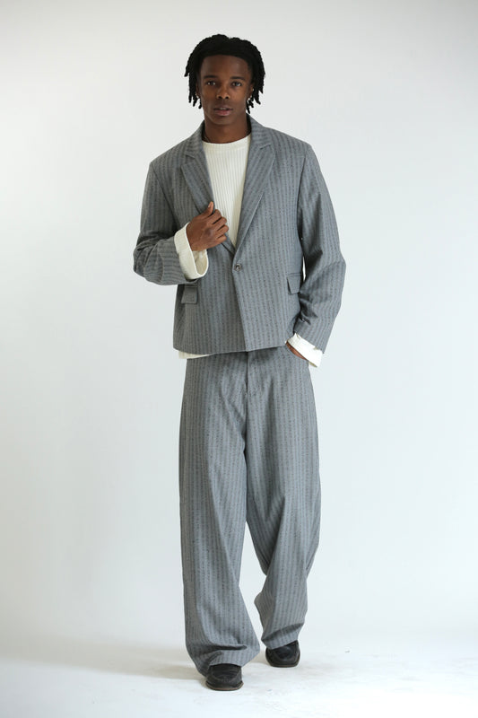 Pantalone Baggy grigio gessato