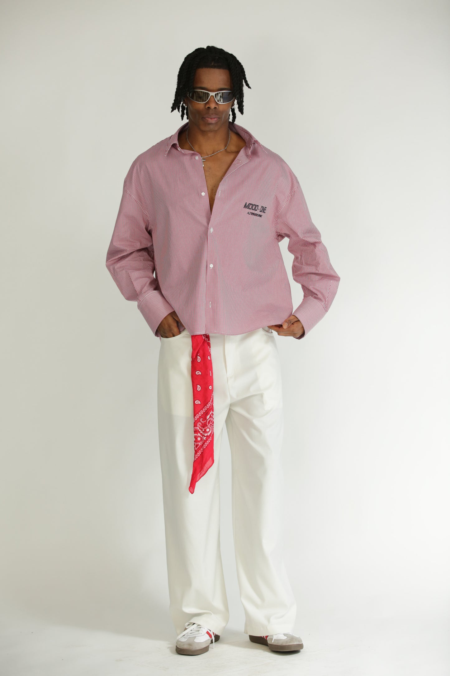 Camicia check rossa crop