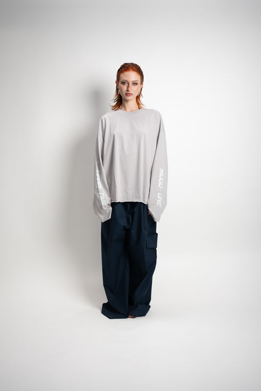 Long sleev unisex grigio perla