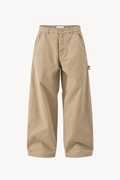 Beige Cotton Carpenter Pants
