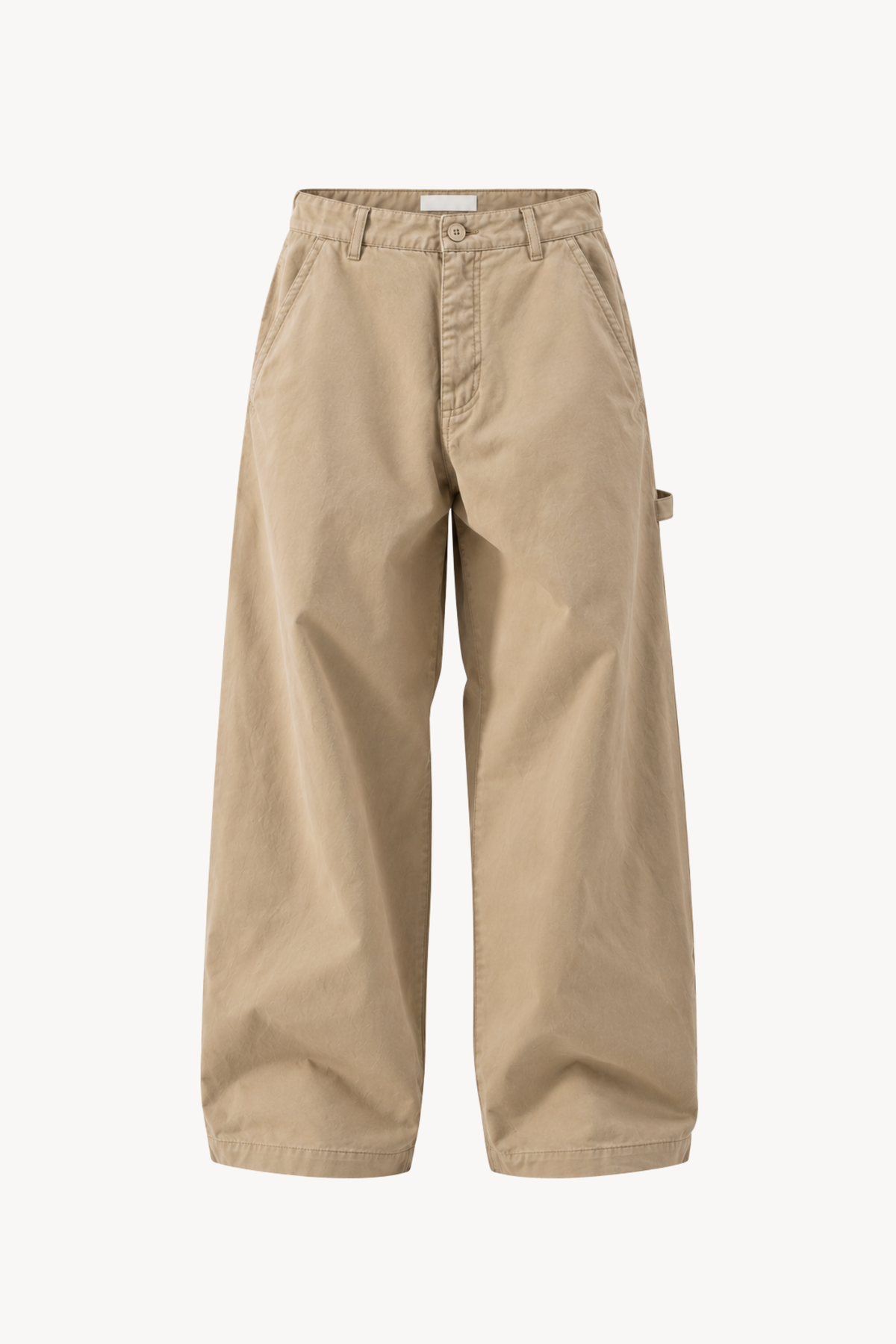 Beige Cotton Carpenter Pants