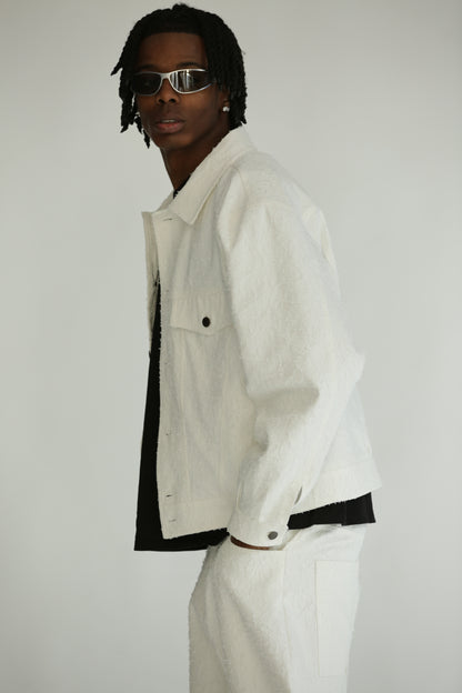Jacket denim graffiata bianca