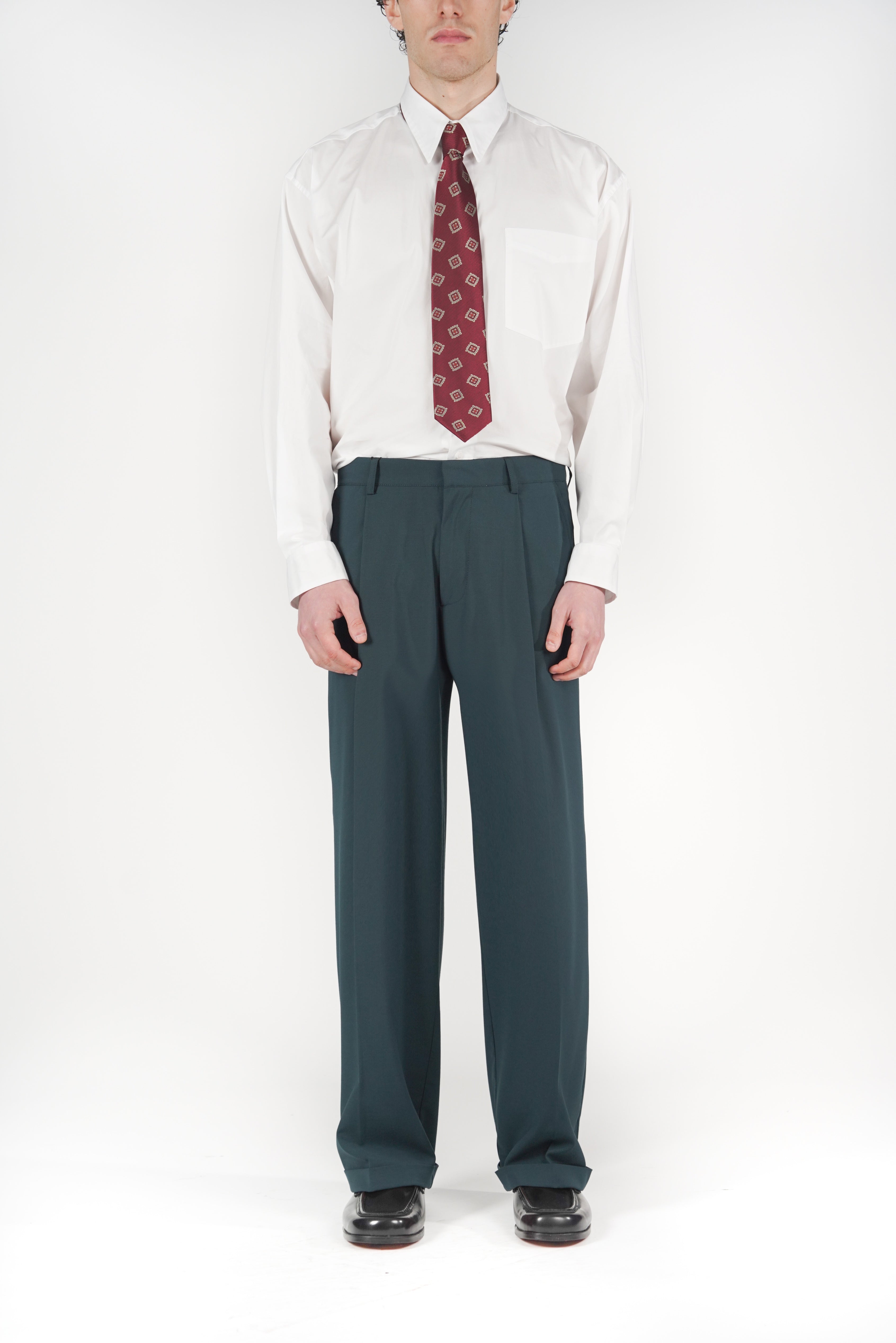 Pantalone loose fit sartoriale verde acqua
