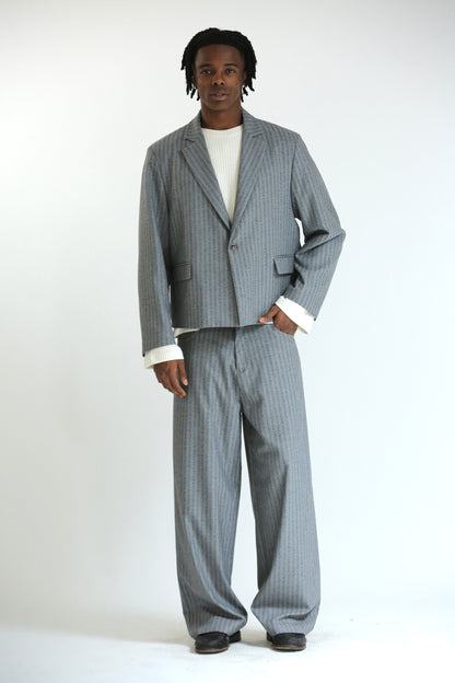 Pantalone Baggy grigio gessato