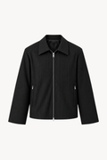 Black Pinstripe Tailored Zip Jacket