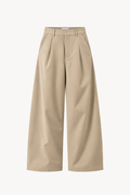 Beige Wide Leg Trousers