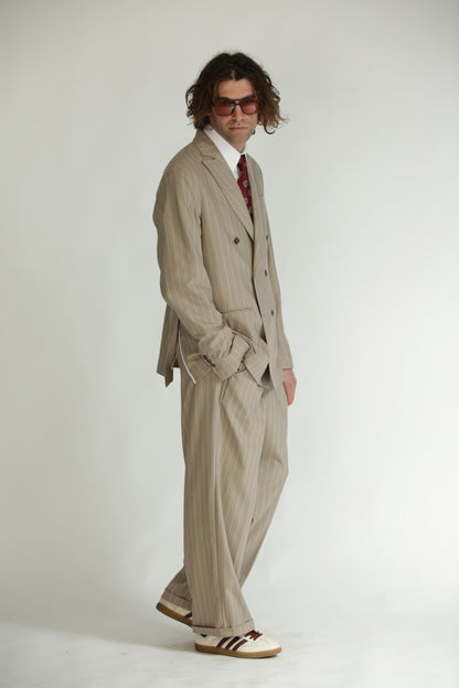 Giacca gessata beige