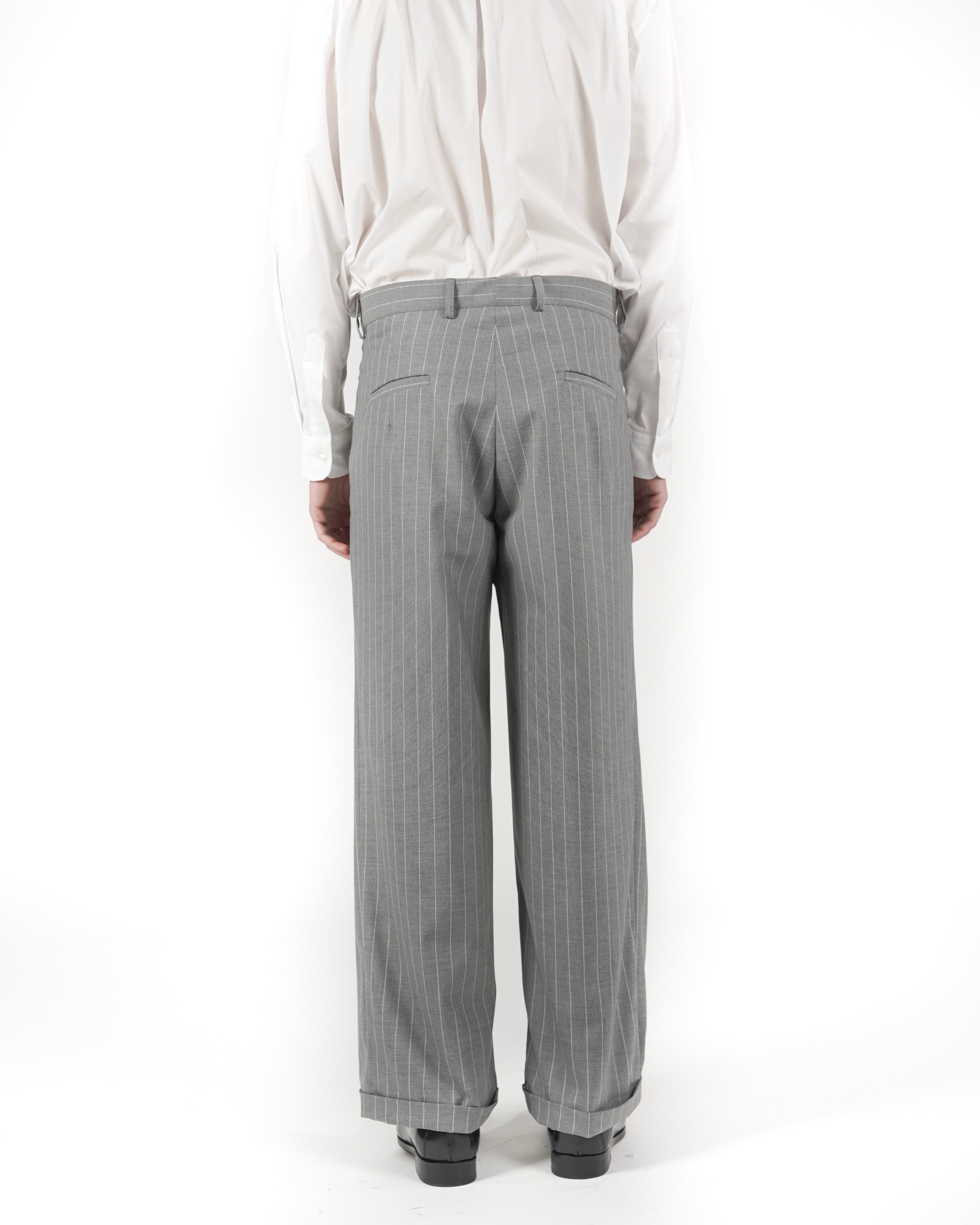 Pantalone loose fit sartoriale gessato grigio