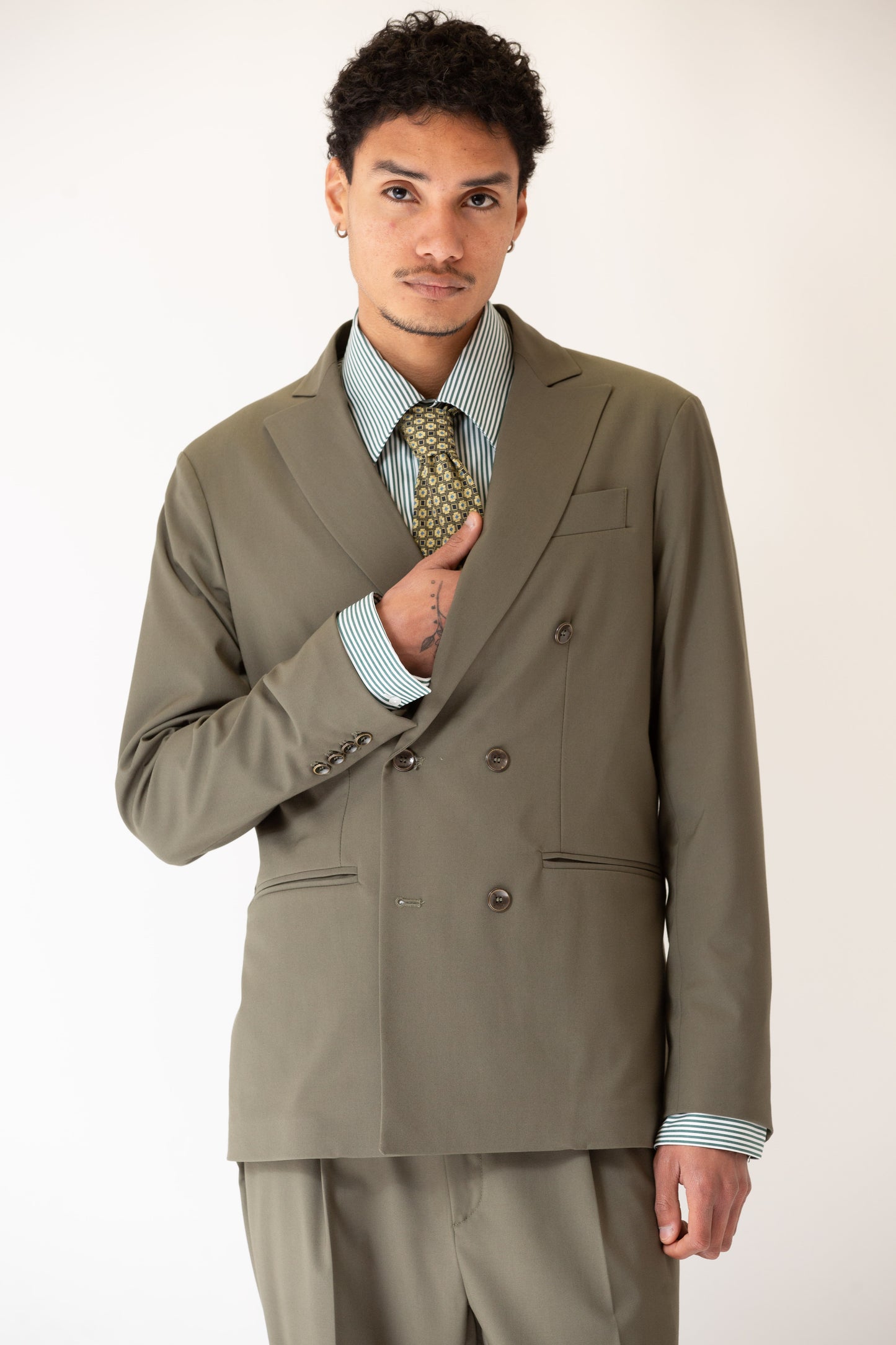 Giacca doppiopetto verde militare uomo