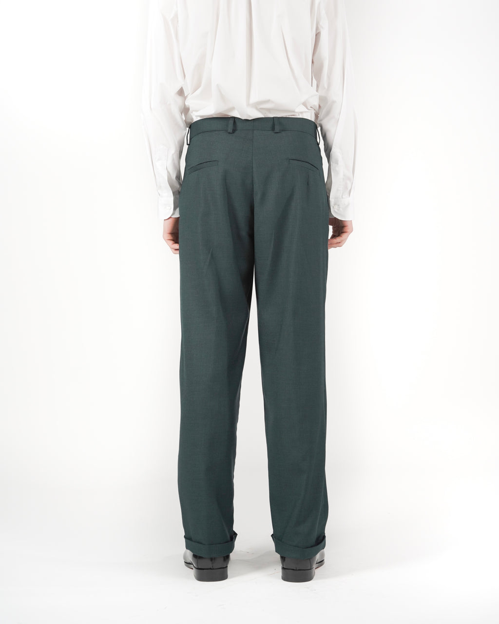 Pantalone loose fit sartoriale verde melange