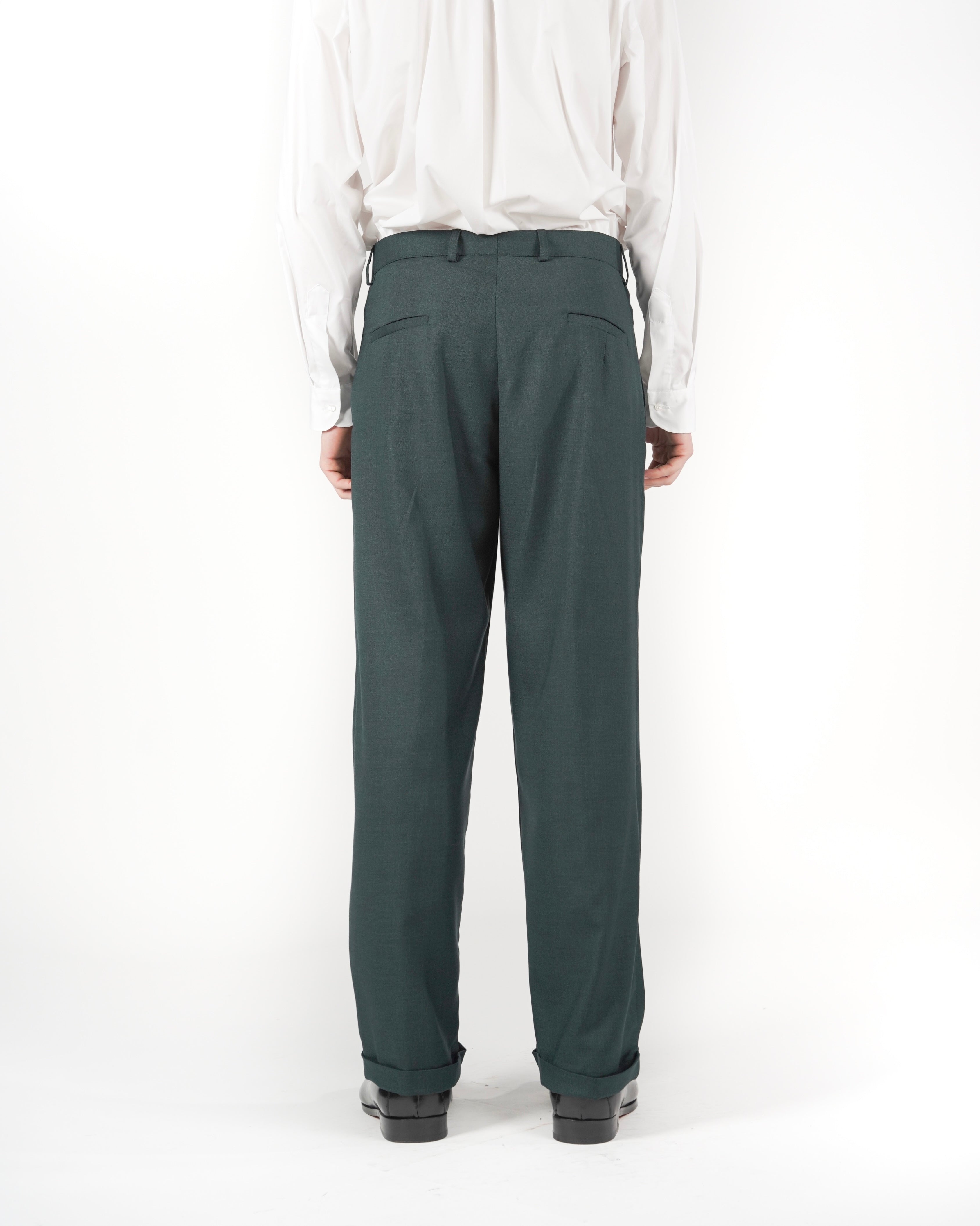 Pantalone loose fit sartoriale verde melange