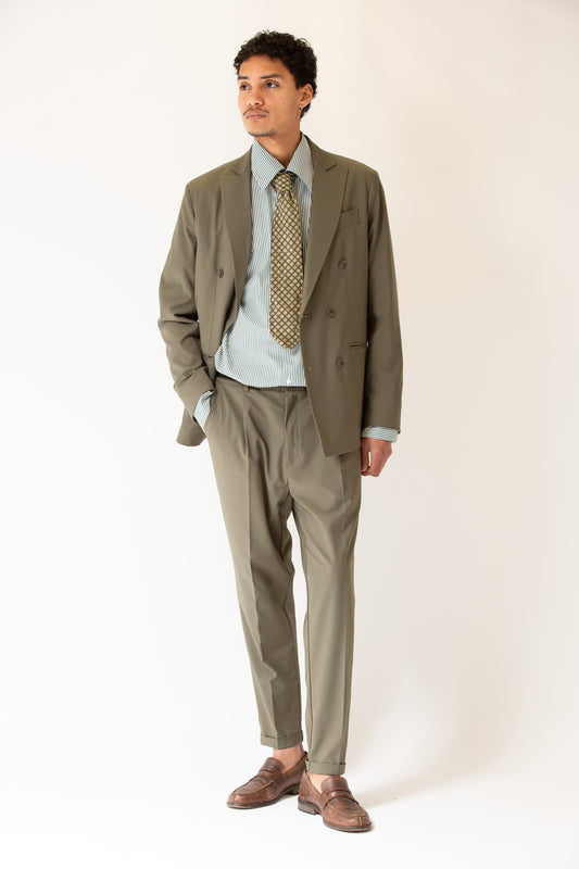 Pantalone fondo stretto verde militare uomo