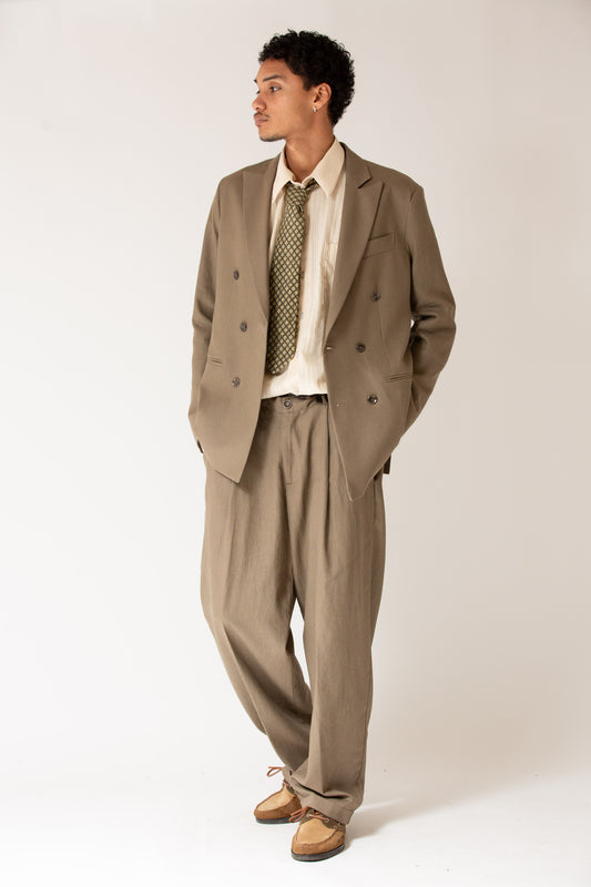 Pantalone in lino vita alta fondo largo