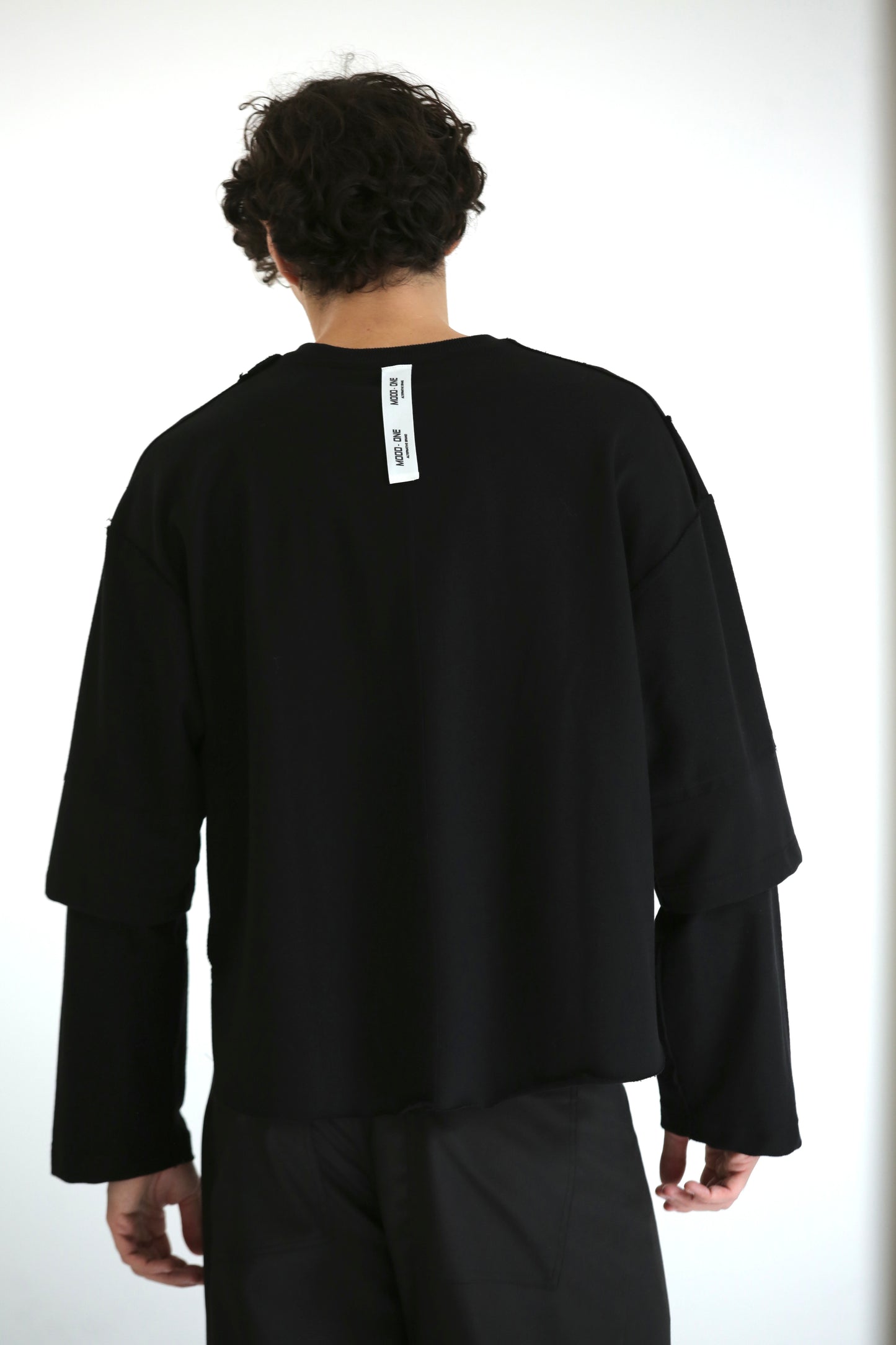 Long sleeve tagli intarsio nera