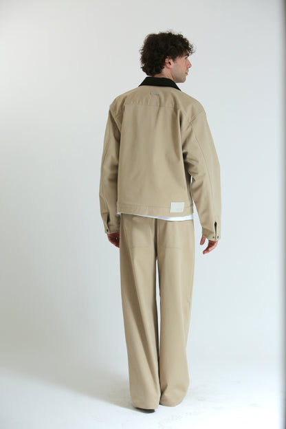 Work jacket collo contrasto beige