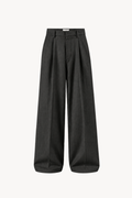 Grey Pinstripe Loose-Fit Tailored Trousers