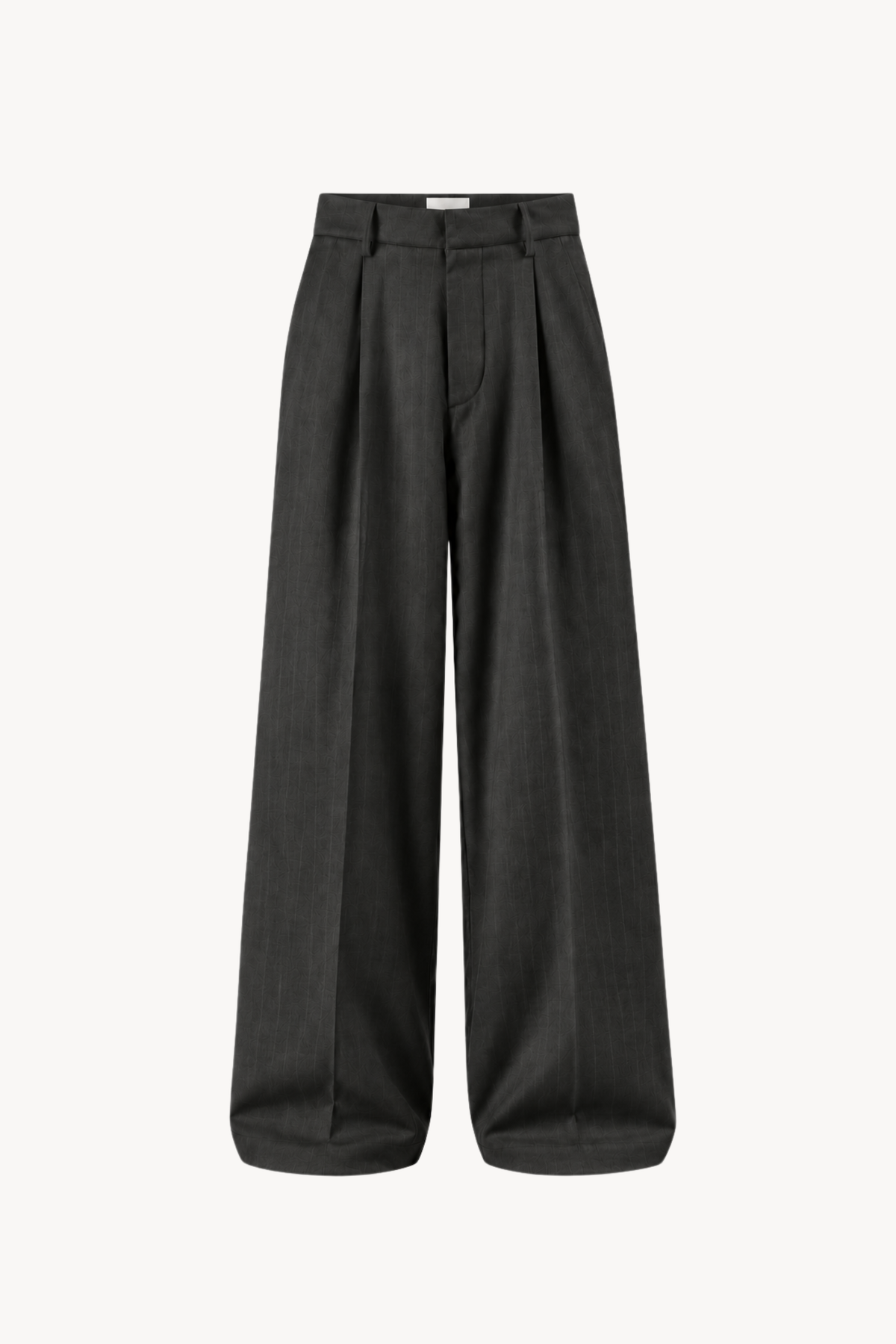 Grey Pinstripe Loose-Fit Tailored Trousers