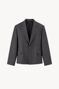 Grey Cropped Single-breasted Blazer