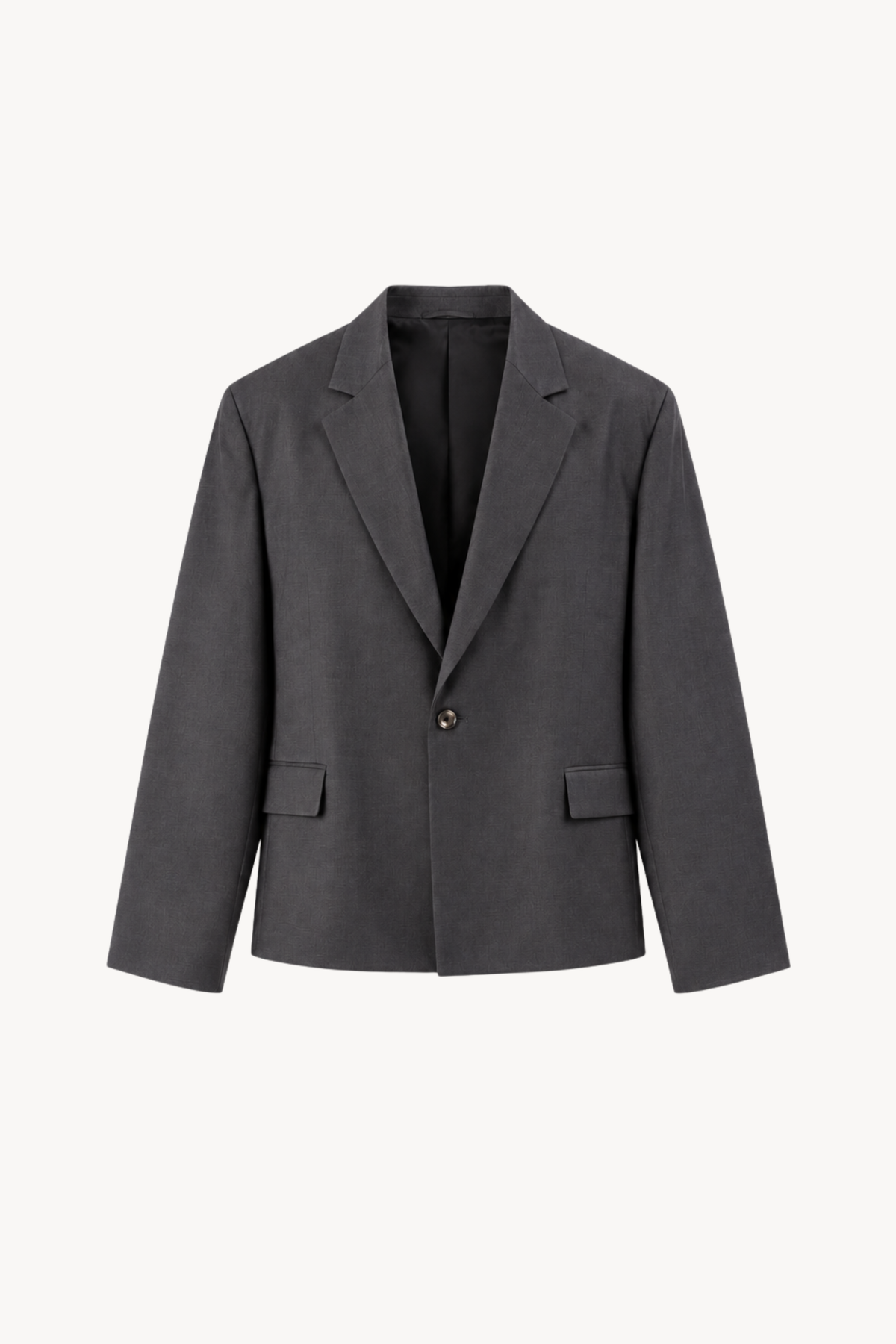 Grey Cropped Single-breasted Blazer