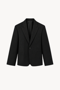 Black Pinstripe Single-Breasted Blazer