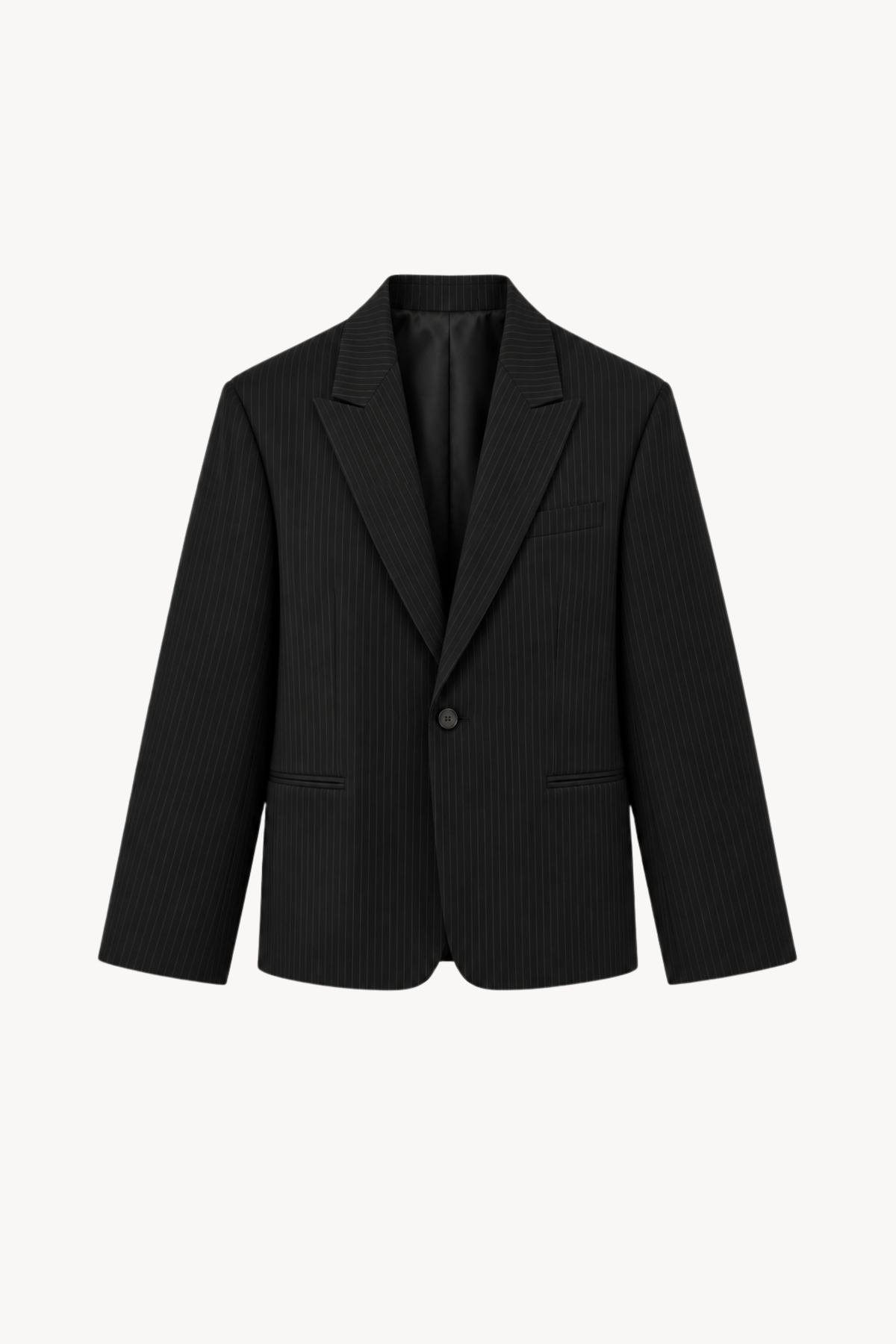 Black Pinstripe Single-Breasted Blazer