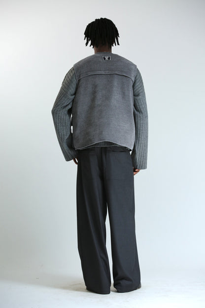 Gilet REVERSIBILE nero nylon / grigio ciniglia