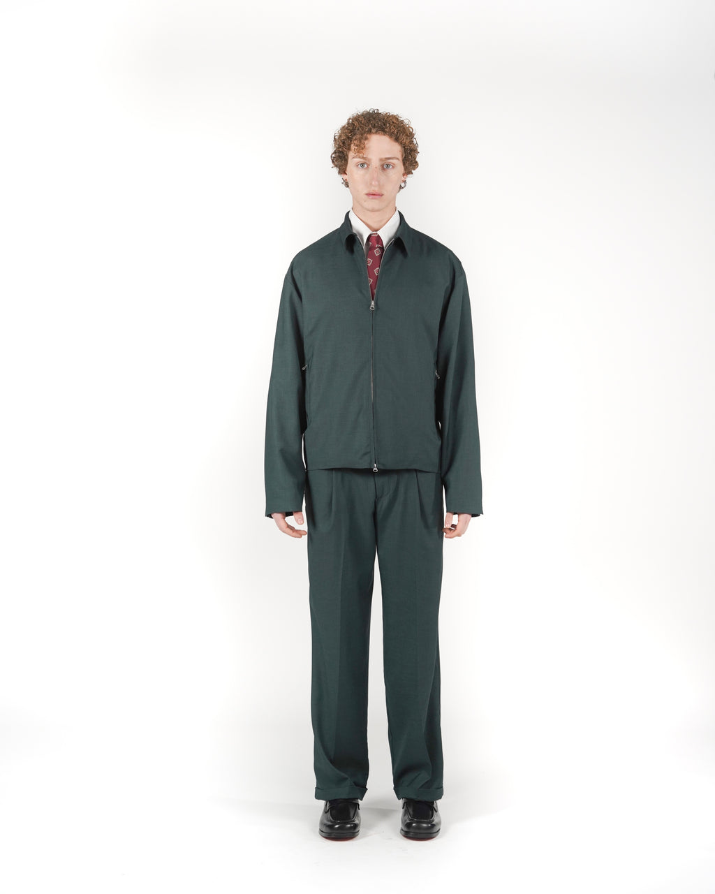 Giacca full zip verde melange