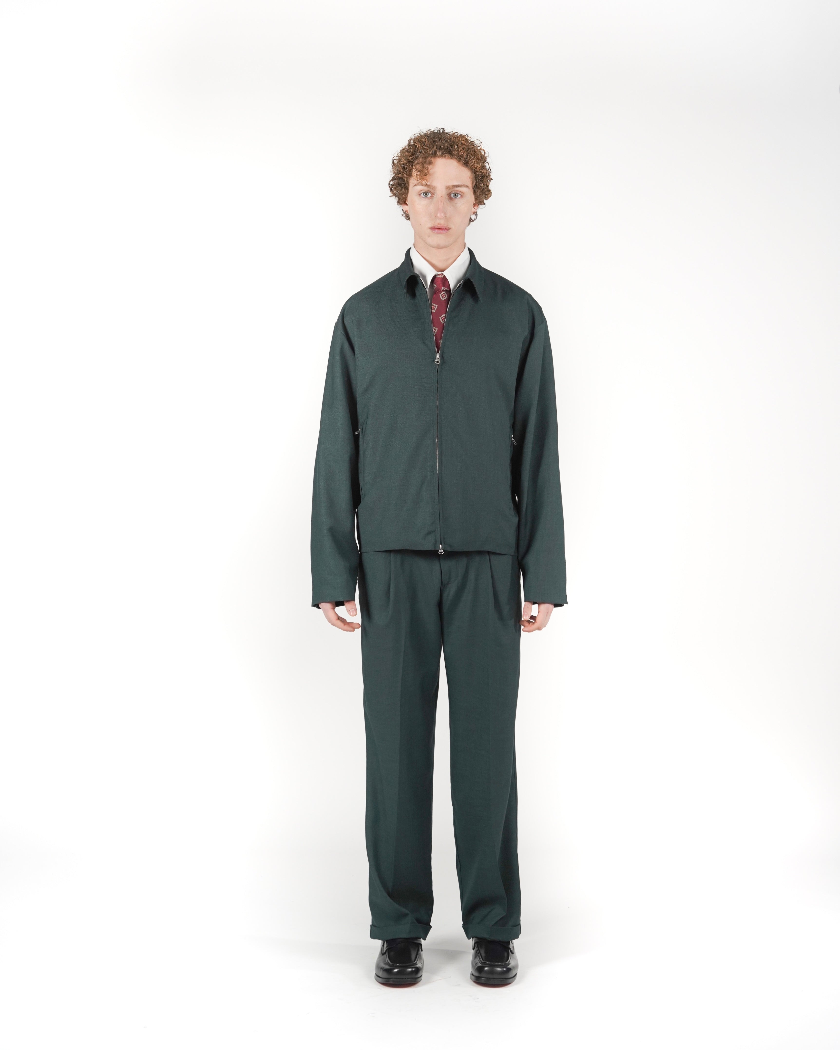 Giacca full zip verde melange