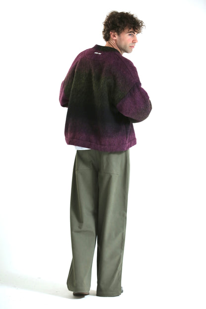 Cardigan mohair viola nero verde