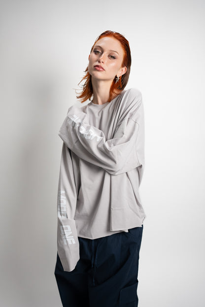 Long sleev unisex grigio perla