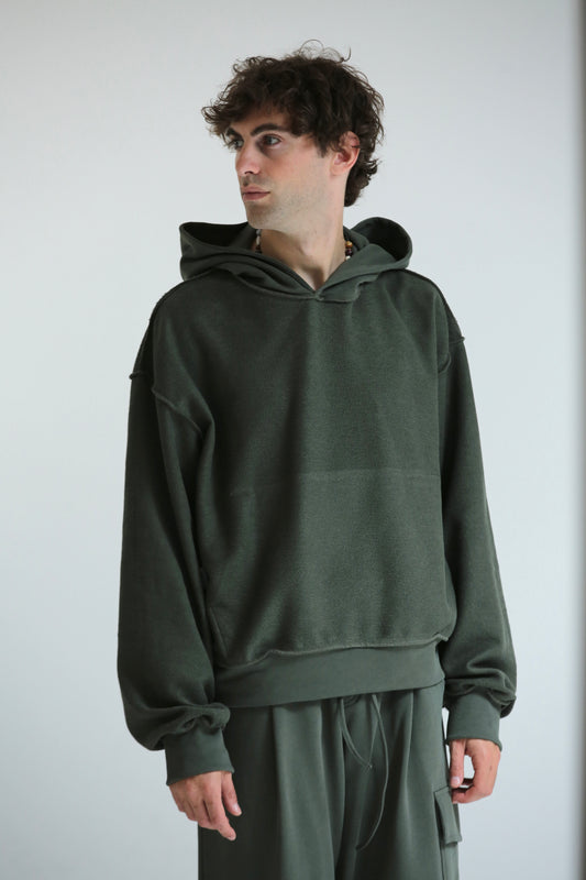 Felpa cappuccio REVERSIBILE crop