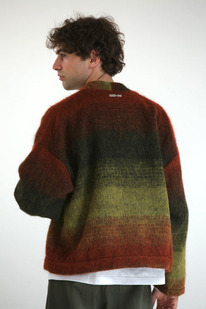 Cardigan mohair verde rosso