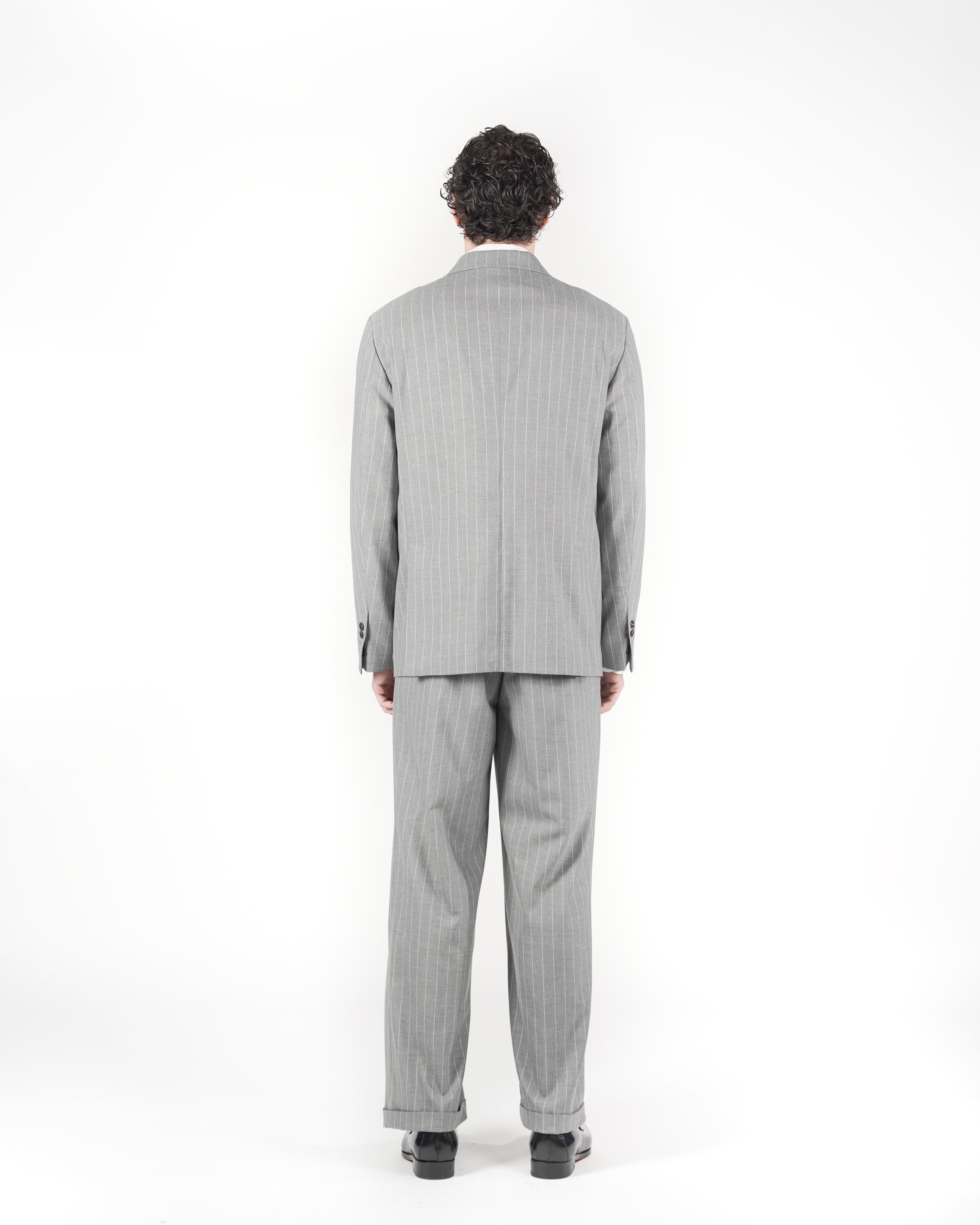Pantalone loose fit sartoriale gessato grigio